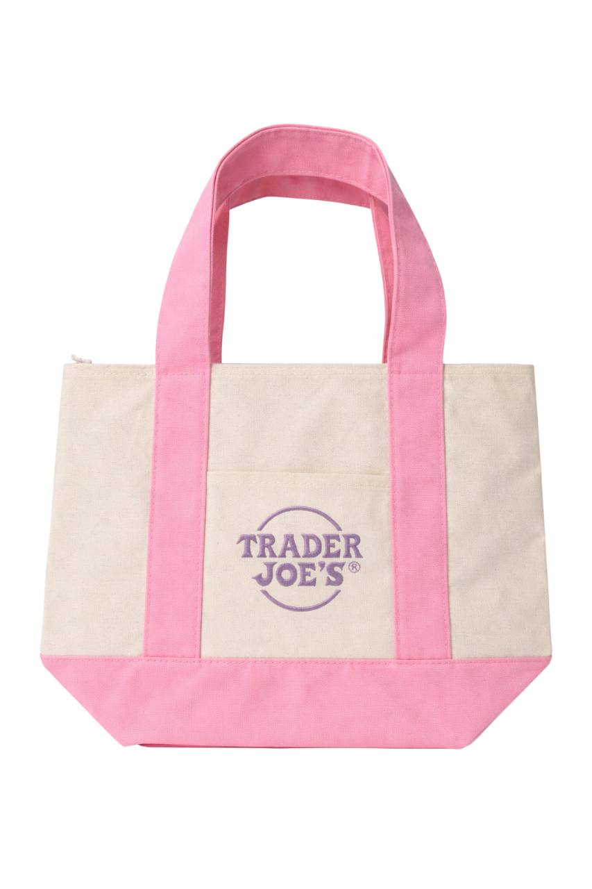 Trader Joe's Mini Pastel Pink Canvas Tote Bag
