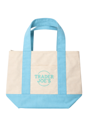 Trader Joe's Mini Pastel Blue Canvas Tote Bag