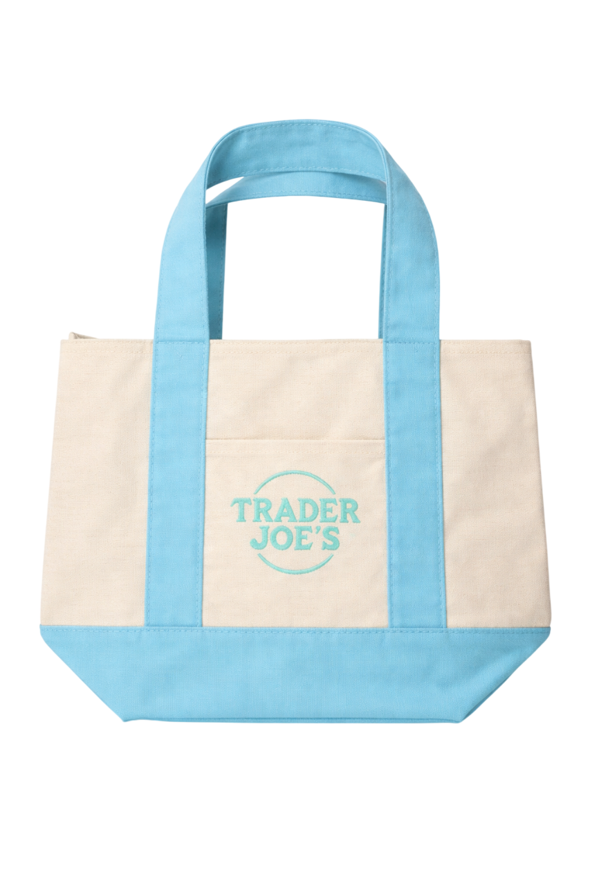 Trader Joe's Mini Pastel Blue Canvas Tote Bag